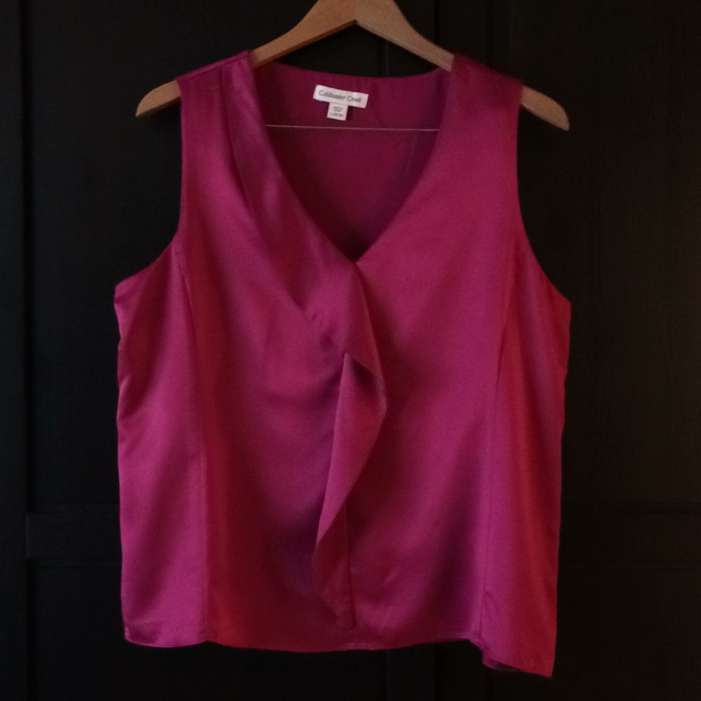 Coldwater Creek Fuchsia Ruffle Satin Top